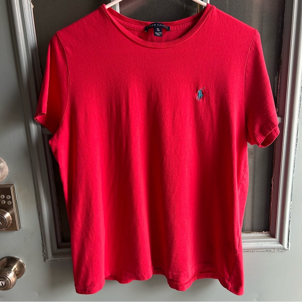 Polo Ralph Lauren Jersey Crewneck Classic Fit Tee Shirt Short Sleeve Red Boys XL